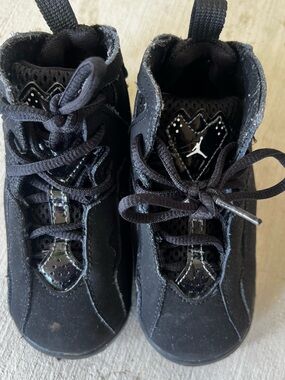 Jordan Kids Black High-Top Sneakers with Patent Accents